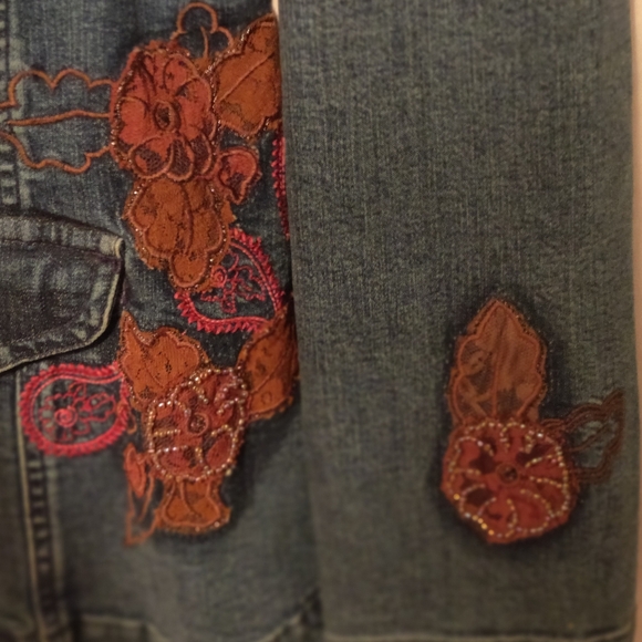 Christopher & Banks Embroidered Stretch Denim Jacket - Picture 3 of 9
